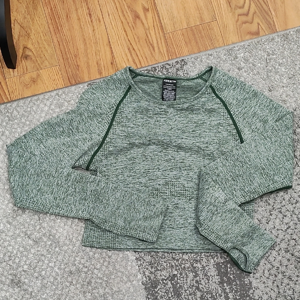 PINK Victoria's Secret Green Long Sleeve Top